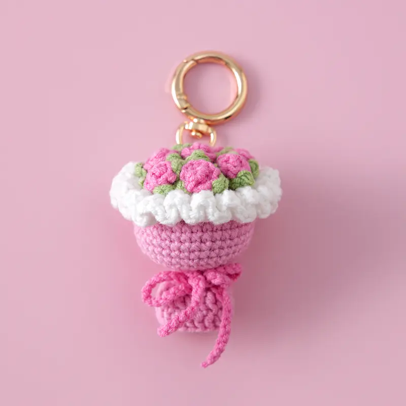 Mini Crochet Flower Bouquet Keychain 5 Mini Crochet Flower Bouquet Keychain - Image 5