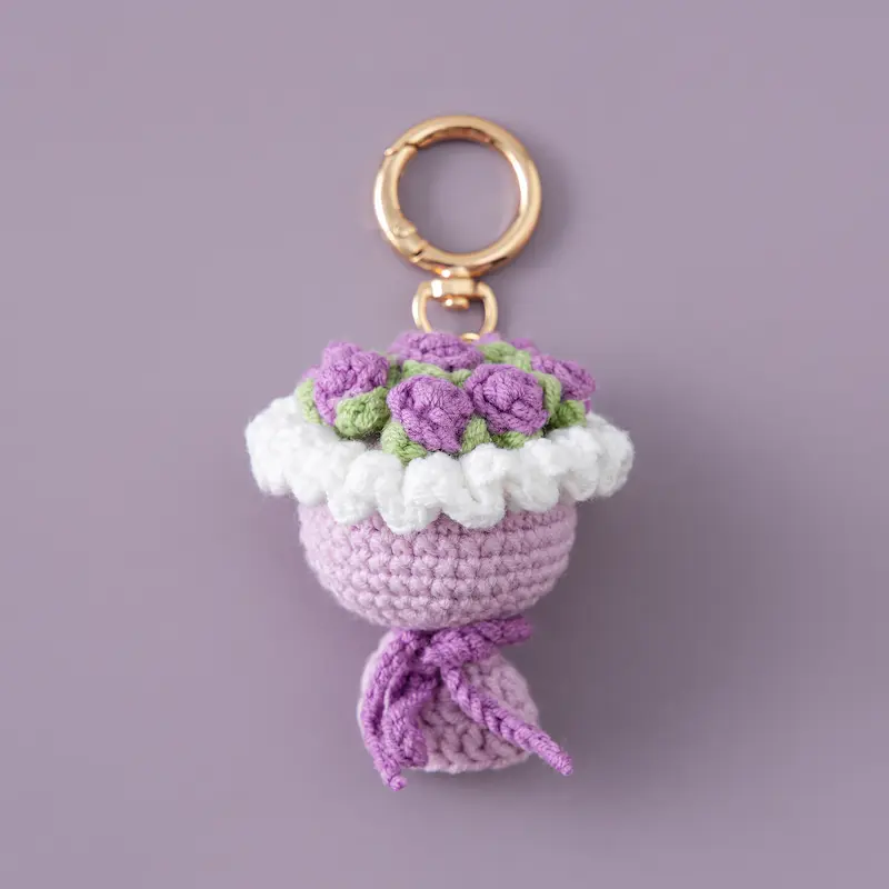 Mini Crochet Flower Bouquet Keychain 7 Mini Crochet Flower Bouquet Keychain - Image 7