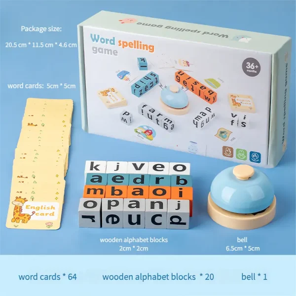 Wooden Alphabet Blocks Spelling Game Set | Diymiracle