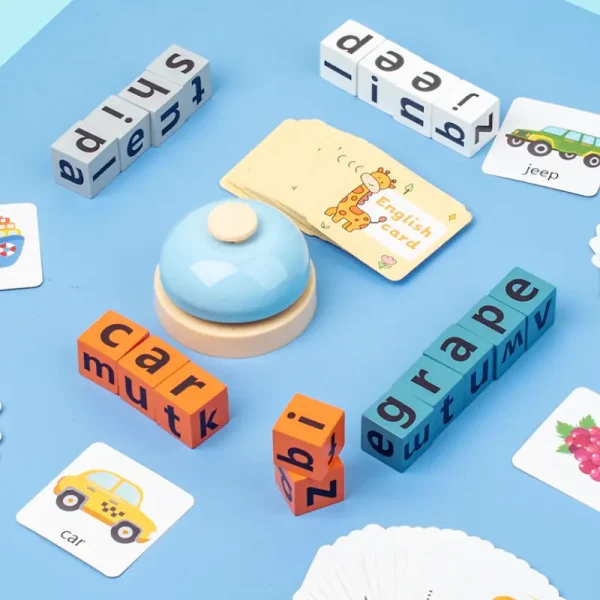 Wooden Alphabet Blocks Spelling Game Set | Diymiracle