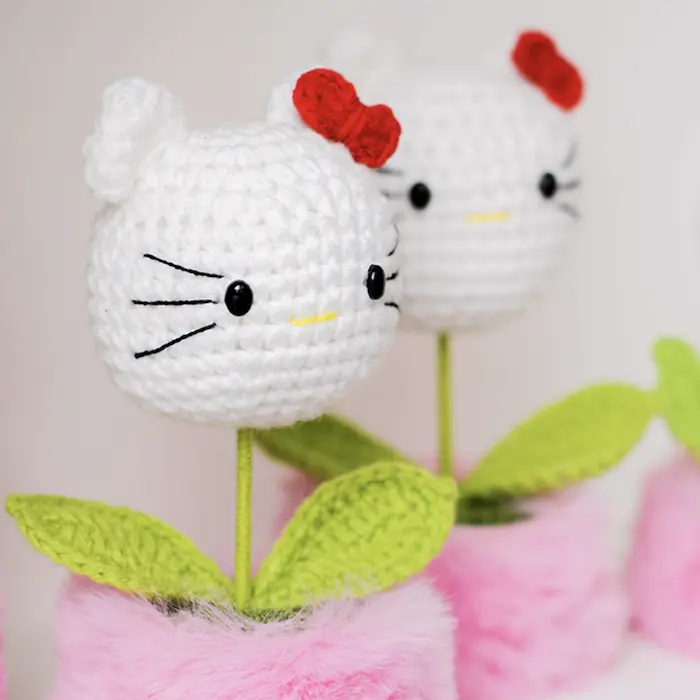 Crochet Cat Plant Ornament 4 Crochet Cat Plant Ornament - Image 4