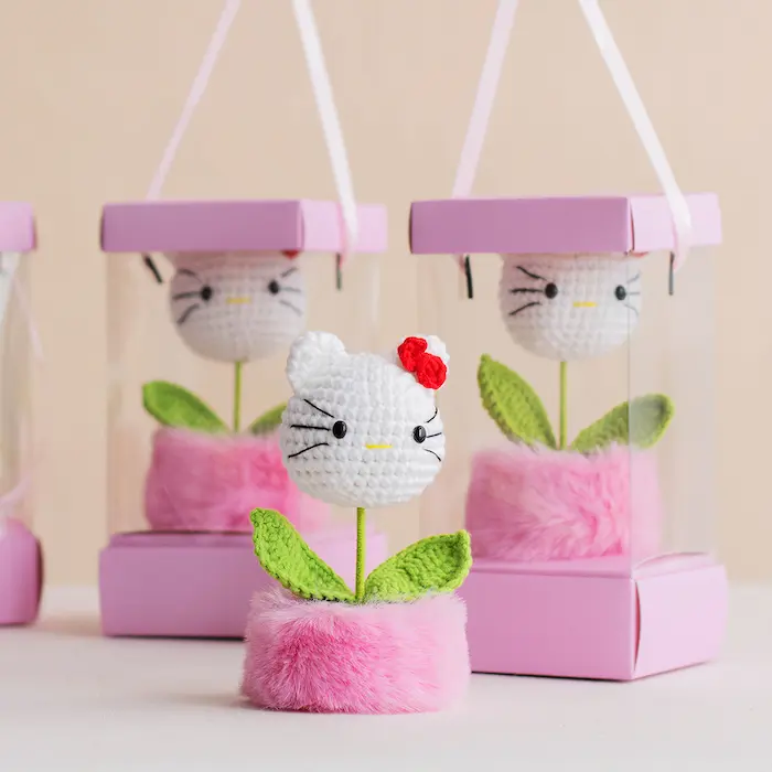 Crochet Cat Plant Ornament 2 Crochet Cat Plant Ornament - Image 2