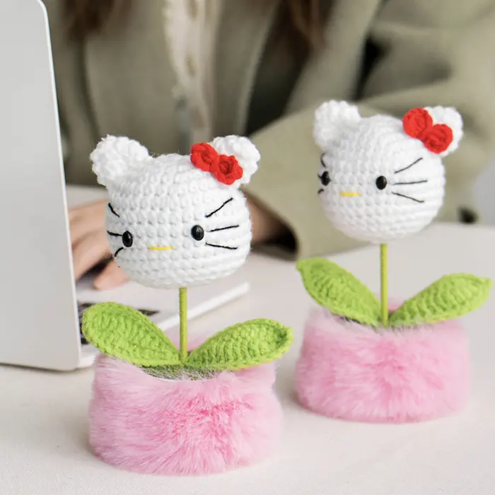 Crochet Cat Plant Ornament 5 Crochet Cat Plant Ornament - Image 5