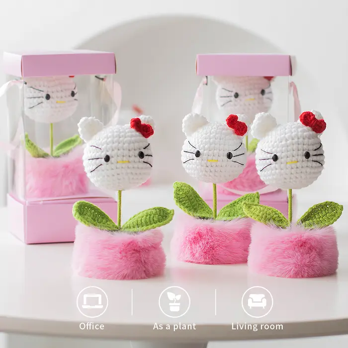 Crochet Cat Plant Ornament 1 Crochet Cat Plant Ornament